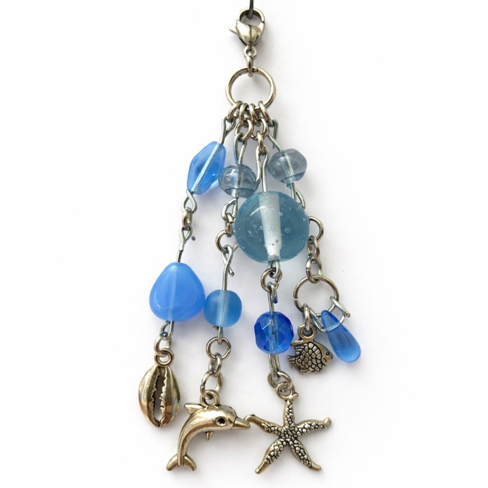 Artisan Ocean Charm | Blue Beaded Dolphin Starfish Bag Lip Balm Key Charm OOAK